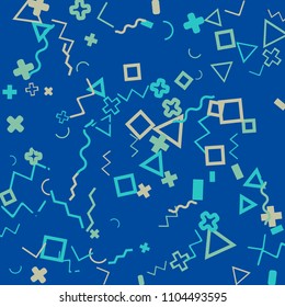 Memphis background.  Modern background with different  color figures for mobile application or card. Abstract memphis background with geometric colorful figures for your design. Vector texture.