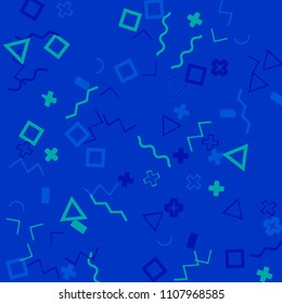 Memphis background.  Modern background with different  color figures for print or card. Abstract memphis background with geometric colorful figures for your design. Vector texture.