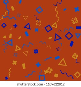 Memphis background.  Modern background with different  color figures for print or card. Abstract memphis background with geometric colorful figures for your design. Vector texture.
