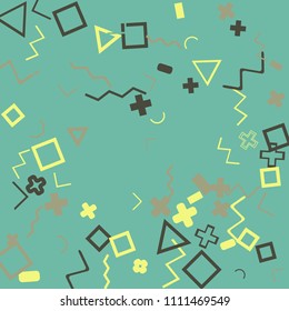 Memphis background.  Modern background with different  color figures for mobile application or card. Abstract memphis background with geometric colorful figures for your design. Vector texture.