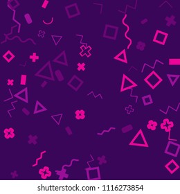 Memphis background.  Modern background with different  color figures for print or card. Abstract memphis background with geometric colorful figures for your design. Vector texture.