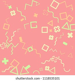Memphis background.  Modern background with different  color figures for mobile application or card. Abstract memphis background with geometric colorful figures for your design. Vector texture.