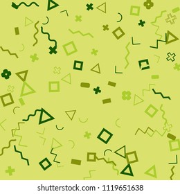 Memphis background.  Modern background with different  color figures for poster or card. Abstract memphis background with geometric colorful figures for your design. Vector texture.