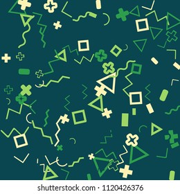 Memphis background.  Modern background with different  color figures for card or banner. Abstract memphis background with geometric colorful figures for your design. Vector texture.