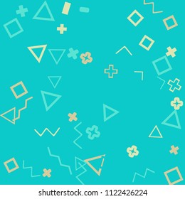Memphis background.  Modern background with different  color figures for print or card. Abstract memphis background with geometric colorful figures for your design. Vector texture.