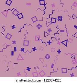 Memphis background.  Modern background with different  color figures for print or card. Abstract memphis background with geometric colorful figures for your design. Vector texture.