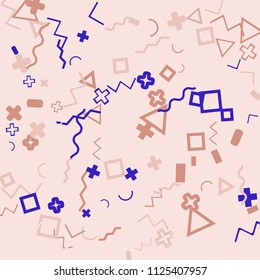 Memphis background.  Modern background with different  color figures for mobile application or card. Abstract memphis background with geometric colorful figures for your design. Vector texture.