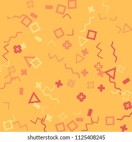 Memphis background.  Modern background with different  color figures for mobile application or card. Abstract memphis background with geometric colorful figures for your design. Vector texture.