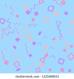 Memphis background.  Modern background with different  color figures for mobile application or card. Abstract memphis background with geometric colorful figures for your design. Vector texture.