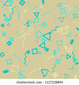 Memphis background.  Modern background with different  color figures for card or banner. Abstract memphis background with geometric colorful figures for your design. Vector texture.