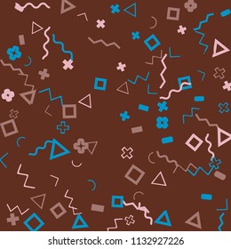 Memphis background.  Modern background with different  color figures for mobile application or card. Abstract memphis background with geometric colorful figures for your design. Vector texture.
