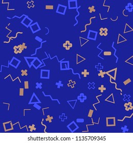 Memphis background.  Modern background with different  color figures for mobile application or card. Abstract memphis background with geometric colorful figures for your design. Vector texture.