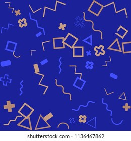 Memphis background.  Modern background with different  color figures for mobile application or card. Abstract memphis background with geometric colorful figures for your design. Vector texture.