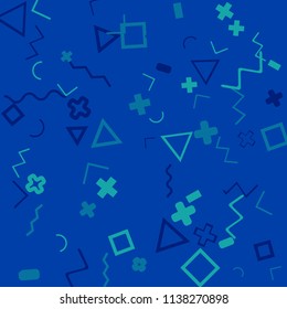Memphis background.  Modern background with different  color figures for mobile application or card. Abstract memphis background with geometric colorful figures for your design. Vector texture.