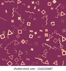 Memphis background.  Modern background with different  color figures for card or banner. Abstract memphis background with geometric colorful figures for your design. Vector texture.