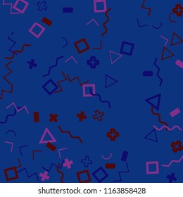 Memphis background.  Modern background with different  color figures for mobile application or card. Abstract memphis background with geometric colorful figures for your design. Vector texture.
