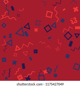 Memphis background.  Modern background with different  color figures for mobile application or card. Abstract memphis background with geometric colorful figures for your design. Vector texture.