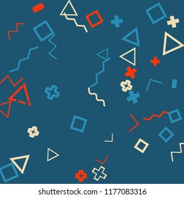Memphis background.  Modern background with different  color figures for mobile application or card. Abstract memphis background with geometric colorful figures for your design. Vector texture.