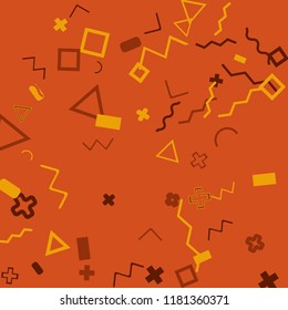 Memphis background.  Modern background with different  color figures for card or banner. Abstract memphis background with geometric colorful figures for your design. Vector texture.