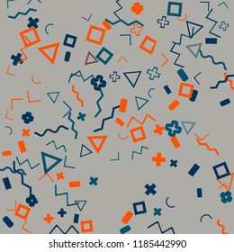 Memphis background.  Modern background with different  color figures for mobile application or card. Abstract memphis background with geometric colorful figures for your design. Vector texture.