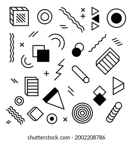 Memphis background. Modern background with line graphic elements, 3d decorative minimalistic. 
