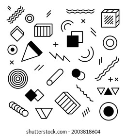 Memphis background. Modern background with line graphic elements, 3d decorative minimalistic. 