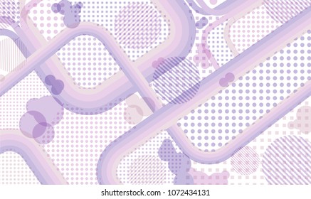Memphis background. Modern pattern with color strips and different elements for card or flyer. Pop-Art Style. Vintage Background with Color Elements in Disco Style. Vector Texture.