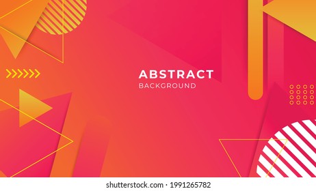 Memphis background with orange yellow gradient color dot, circle, line stripes, and triangle. Social media stories design templates. Memphis abstract sale, social media ads content, presentation