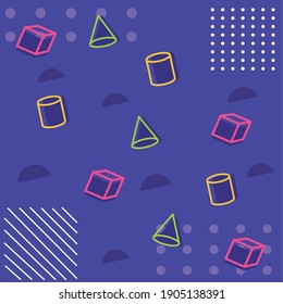 memphis background purple color with geometric shapes vector illustration design