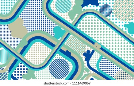 Memphis background. Retro background with color lines and different elements for banner or mobile application. Retro Pattern with Color Elements for your Design. Vector Texture.