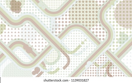Memphis background. Retro background with color lines and different elements for card or flyer. Retro-Fututristic Background with Color Elements in Disco Style. Vector Texture.