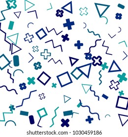 Memphis background.  Retro background with different color figures for mobile application or poster. Memphis background with figures of different forms and colors for your design. Vector texture.