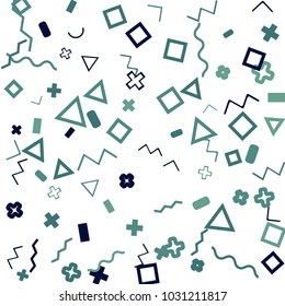 Memphis background.  Retro background with different color figures for poster or print. Memphis background with figures of different forms and colors for your design. Vector texture.