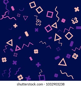 Memphis background.  Retro background with different  color figures for mobile application or card. Abstract memphis background with geometric colorful figures for your design. Vector texture.