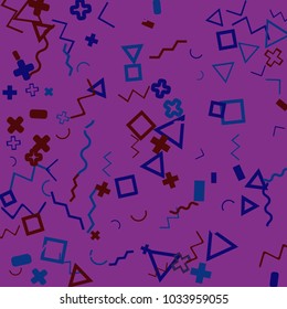 Memphis background.  Retro background with different  color figures for card or banner. Abstract memphis background with geometric colorful figures for your design. Vector texture.