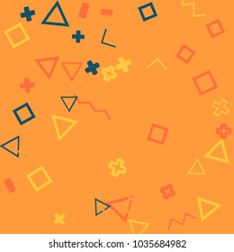 Memphis background.  Retro background with different  color figures for mobile application or card. Abstract memphis background with geometric colorful figures for your design. Vector texture.