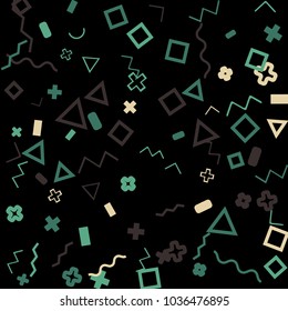 Memphis background.  Retro background with different color figures for print or mobile application. Memphis background with figures of different forms and colors for your design. Vector texture.