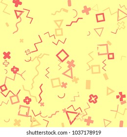 Memphis background.  Retro background with different  color figures for mobile application or card. Abstract memphis background with geometric colorful figures for your design. Vector texture.