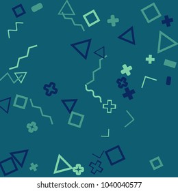 Memphis background.  Retro background with different  color figures for print or card. Abstract memphis background with geometric colorful figures for your design. Vector texture.