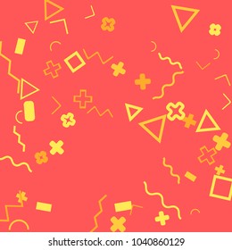 Memphis background.  Retro background with different  color figures for card or banner. Abstract memphis background with geometric colorful figures for your design. Vector texture.