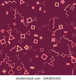 Memphis background.  Retro background with different  color figures for mobile application or card. Abstract memphis background with geometric colorful figures for your design. Vector texture.