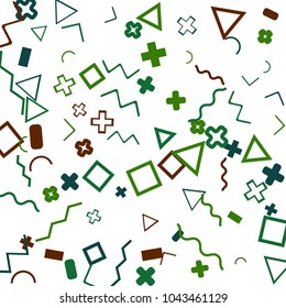 Memphis background.  Retro background with different color figures for poster or print. Memphis background with figures of different forms and colors for your design. Vector texture.