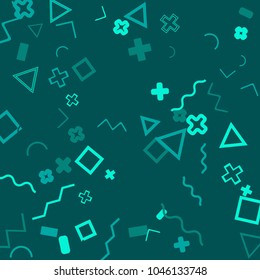 Memphis background.  Retro background with different  color figures for card or banner. Abstract memphis background with geometric colorful figures for your design. Vector texture.