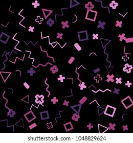Memphis background.  Retro background with different color figures for mobile application or poster. Memphis background with figures of different forms and colors for your design. Vector texture.