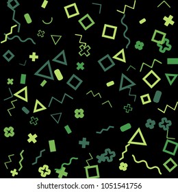 Memphis background.  Retro background with different color figures for print or mobile application. Memphis background with figures of different forms and colors for your design. Vector texture.