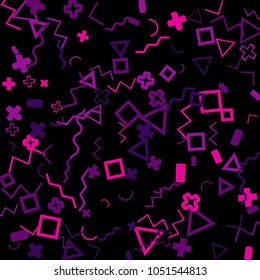 Memphis background.  Retro background with different color figures for card or banner. Memphis background with figures of different forms and colors for your design. Vector texture.