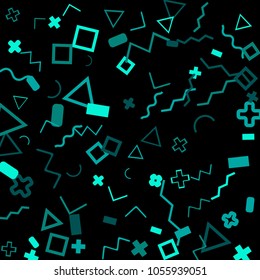 Memphis background.  Retro background with different color figures for print or mobile application. Memphis background with figures of different forms and colors for your design. Vector texture.