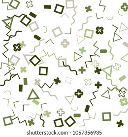 Memphis background.  Retro background with different color figures for print or mobile application. Memphis background with figures of different forms and colors for your design. Vector texture.