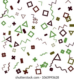 Memphis background.  Retro background with different color figures for print or mobile application. Memphis background with figures of different forms and colors for your design. Vector texture.