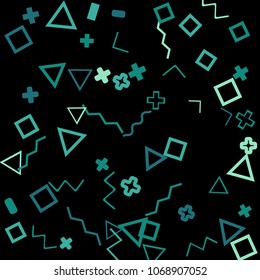 Memphis background.  Retro background with different color figures for card or banner. Memphis background with figures of different forms and colors for your design. Vector texture.